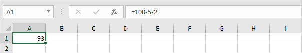 4 ways to Subtract in Excel1