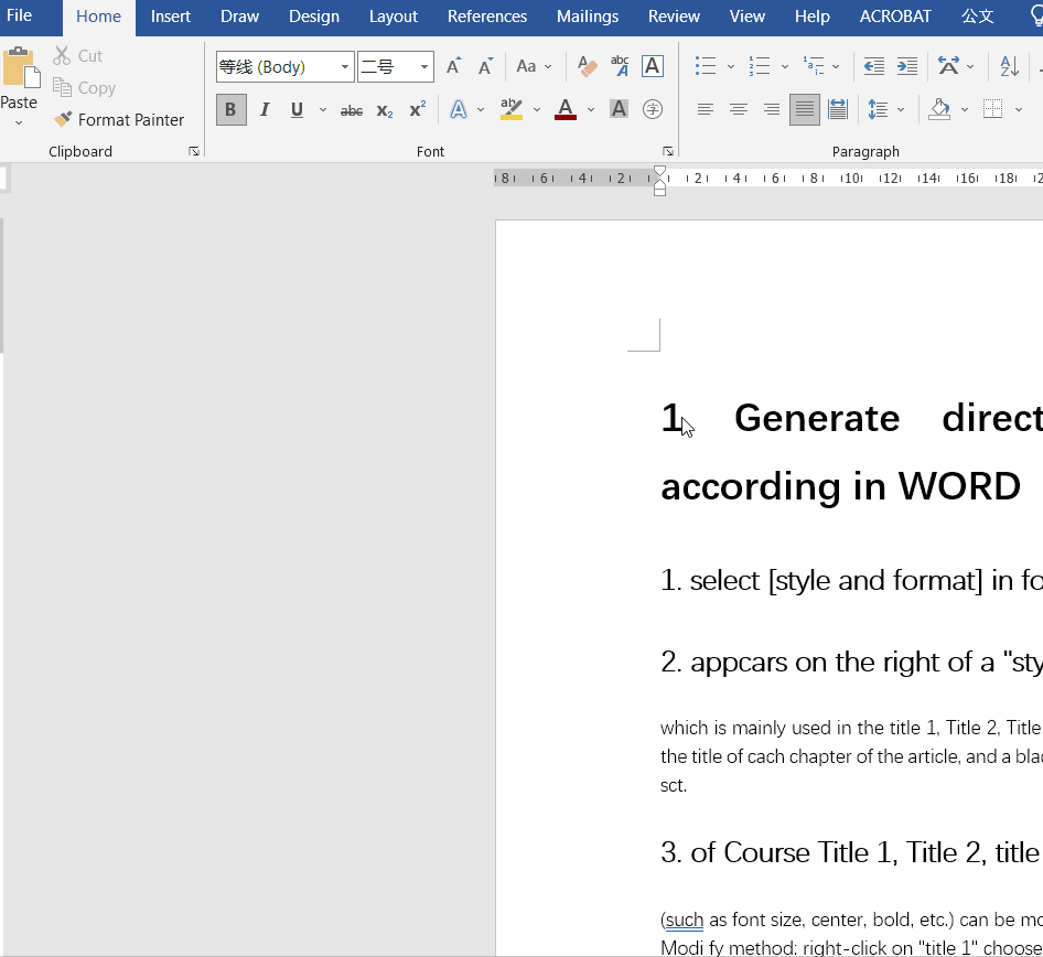 How to generate directory automatically in word2