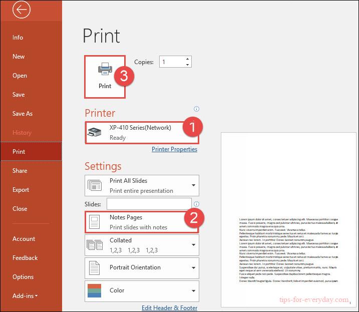 How to Only Print Notes in PowerPoint3